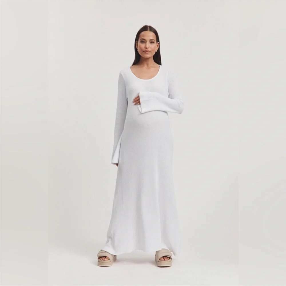 Legoe Heritage Sabine Dress White Cotton Waffle Knit Maternity Maxi Large L - Picture 14 of 14
